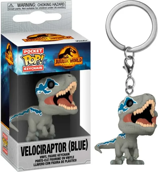 Funko pop keychain llavero jurassic park world velociraptor blue 55299
