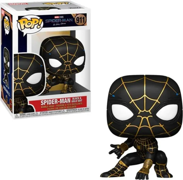 Funko pop marvel spiderman no way home spider - man traje dorado y negro 56827