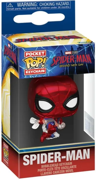 Funko pop keychain llavero: spider - man bnd -  spider - man (metallic)