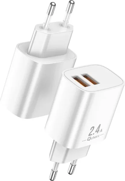 Cargador qcharx apolo 2.4a 2 puerto USB a  blanco