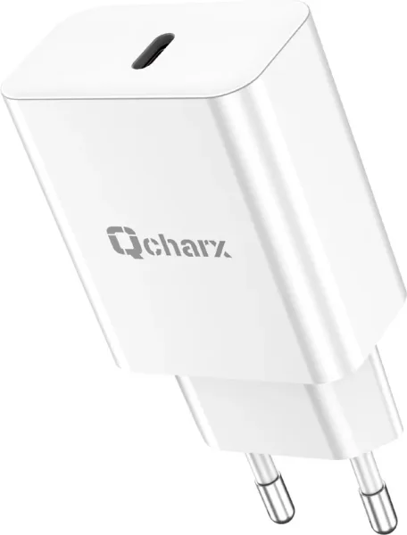 Cargador qcharx chronos 3a 20w  puerto tipo c blanco