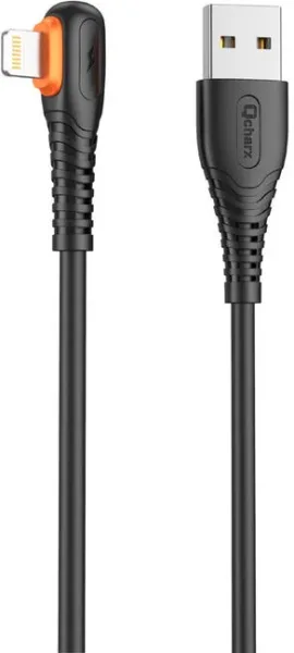 Cable qcharx london USB a lightning 3a - 1 m - pvc negro acodado