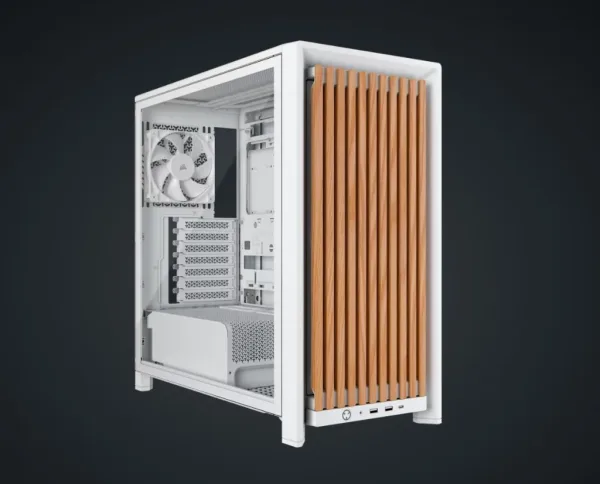 Caja Semitorre Atx Frame 4000D Rs Tg Madera Blanco/Roble Corsair